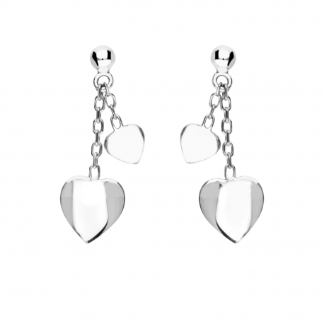 Boucles d'oreilles Coeurs en or blanc 18k