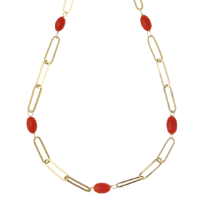 18k Yellow Gold Coral Necklace