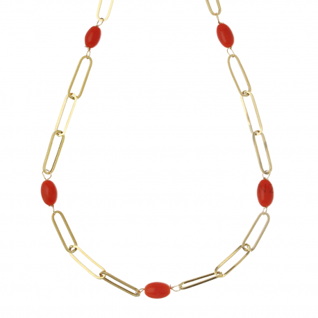 18k Collier de coral or jaune