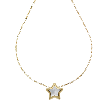 Collar Star bombardeado con la madre de la perla en oro amarillo de 18k