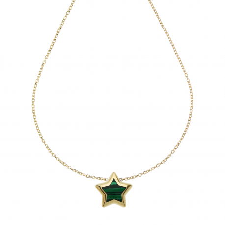 18k Yellow Gold Malachite Star Necklace