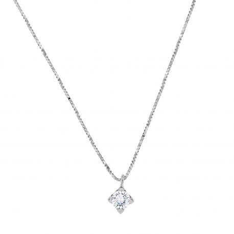 Collier Point Light en or blanc 18 carats avec diamant