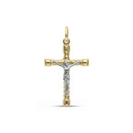 Yellow Gold and White Cross Pendant 18k