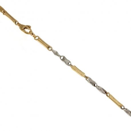 Bracelet en or jaune et blanc 18K 750/1000 à maillons alternés