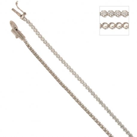 Pulseira de tênis feminina em ouro branco 750/1000 de 18 quilates com zircônias brancas