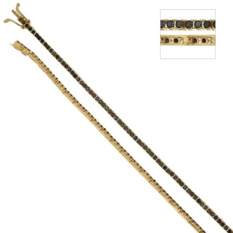 Pulseira de tênis em ouro 18K 750/1000 com zircões pretos para mulheres